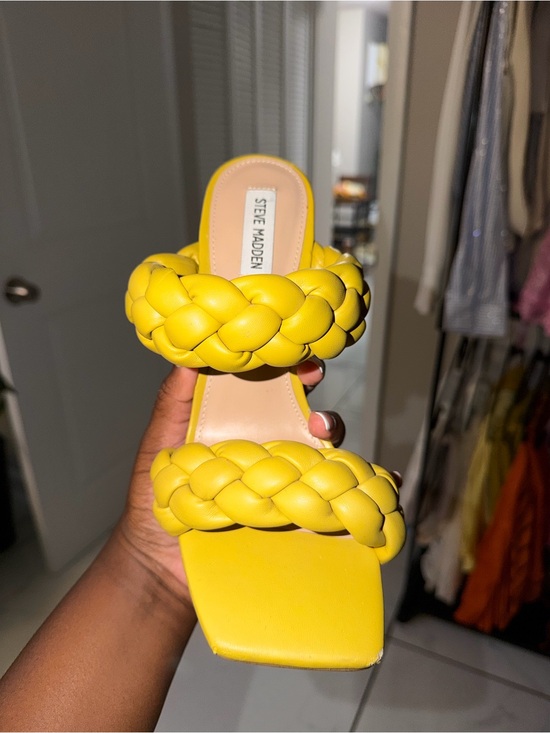 Steve Madden Shoes - Steve Madden Bright Yellow Braided Double-Strap Slide